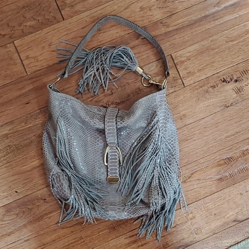 G.I.L.I python leather embossed shoulder bag